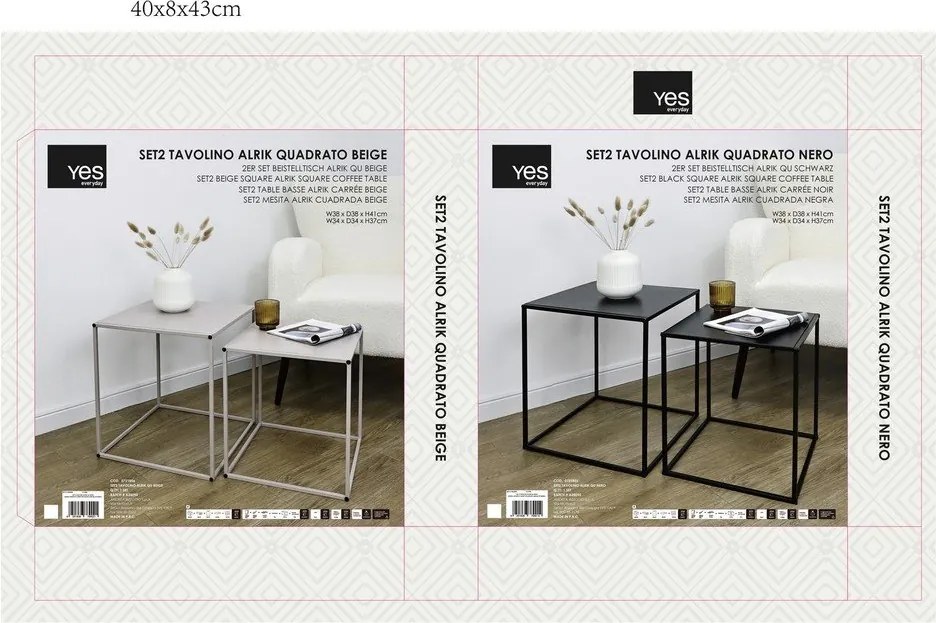 Черни метални масички за кафе в комплект 2 бр. 38x38 cm Alrik – Yes Everyday