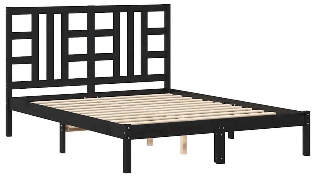 3105389 vidaXL Рамка за легло, черна, дърво масив, 140х190 см