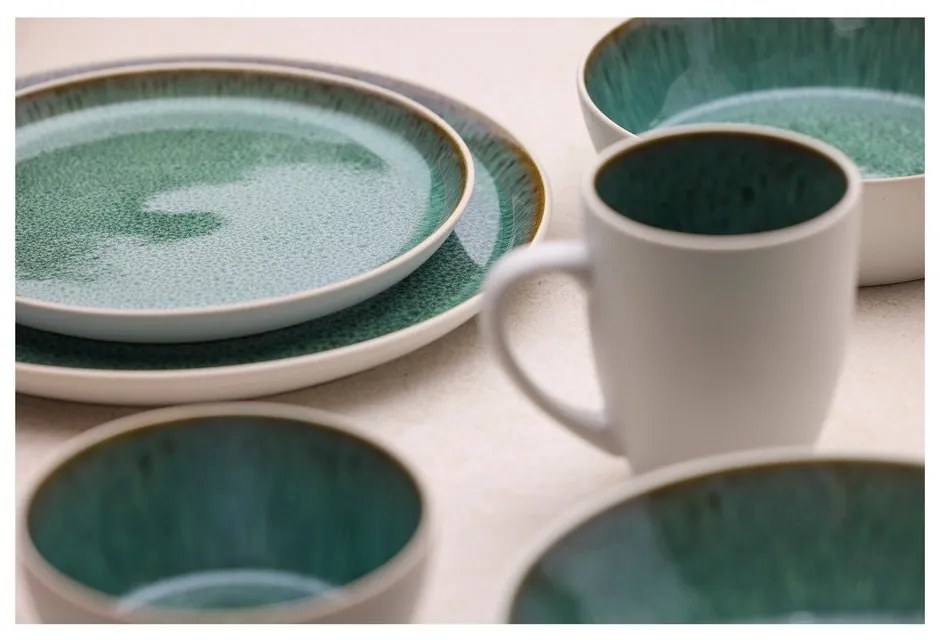 Бяла/зелена десертна глинена чиния ø 21 cm Gastro White/Green – Bitz