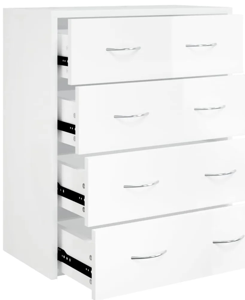 342579 vidaXL Сайдборд с 4 чекмеджета, 60x30,5x71 см, бял гланц