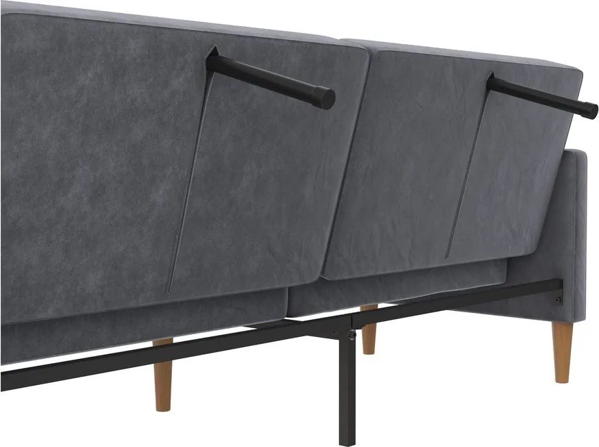 Сив кадифен сгъваем диван 207 cm Lilly – Støraa