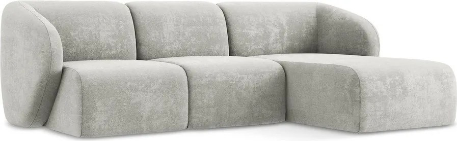 Светлосив шенилов ъглов диван (десен ъгъл) Lani – Makamii