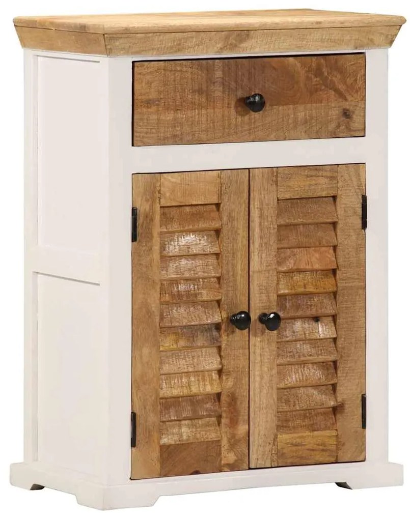 4009374 vidaXL Бюфет, бял и кафяв, 55x30x73 см, грубо мангово дърво масив
