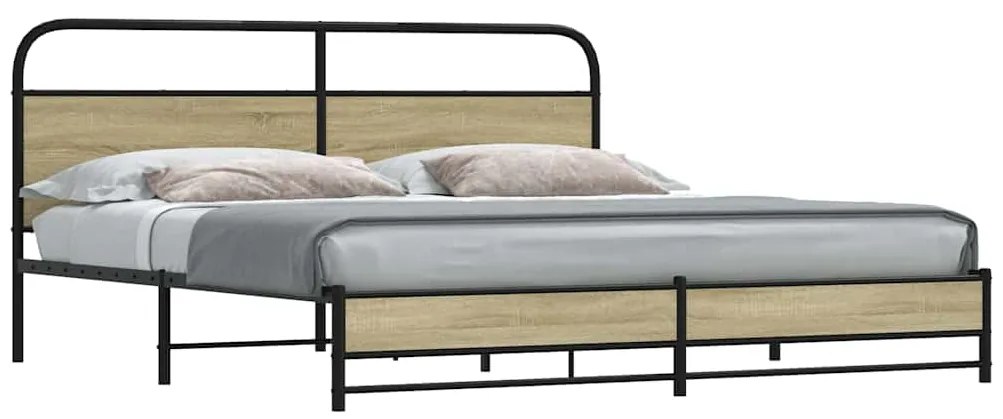 3318689 vidaXL Метална рамка за легло, без матрак, сонома дъб, 180x200 см