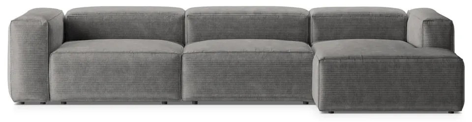 Светлосив ъглов диван от рипсено кадифе (десен ъгъл) Bergano – Cosmopolitan Design