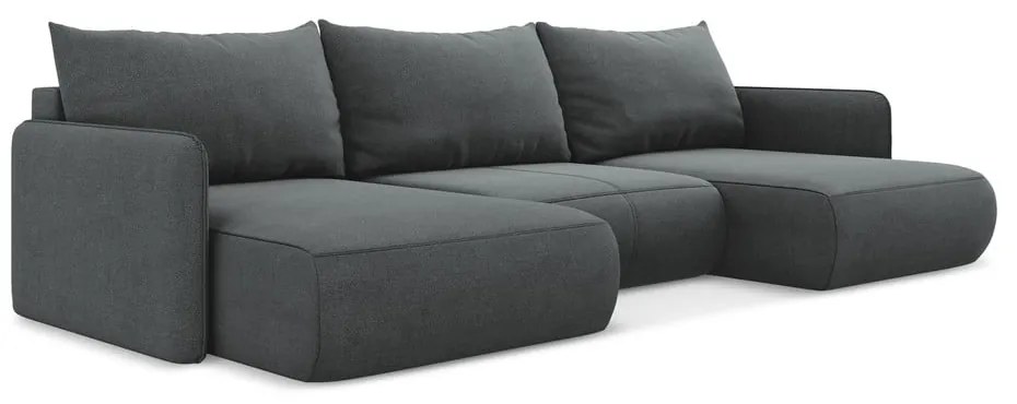 Сив разтегателен ъглов диван с място за съхранение Nanea – Makamii