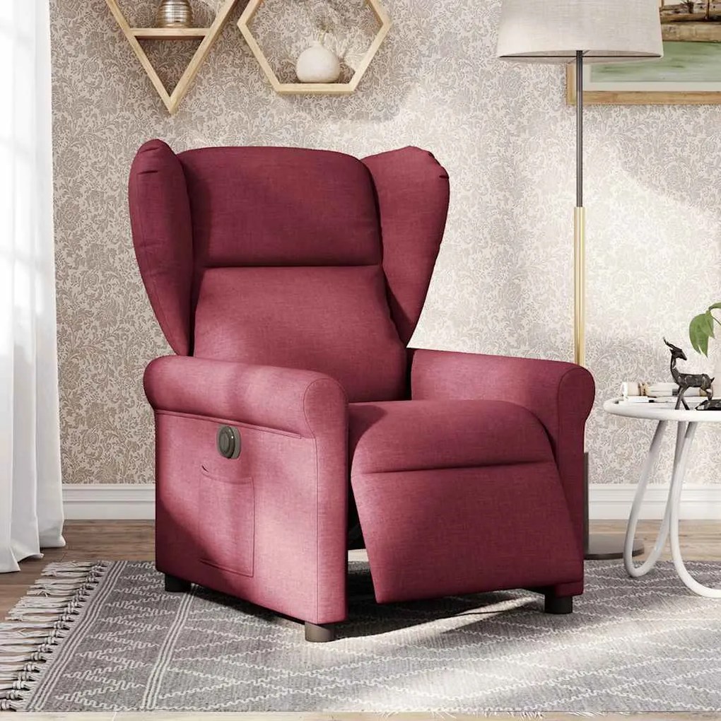 3303357 vidaXL Електрически стол реклайнер, виненочервен, текстил