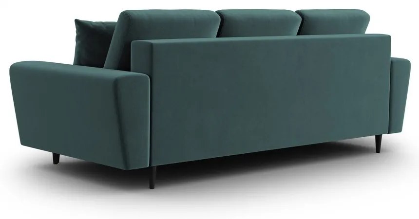 Кадифен разтегателен диван с място за съхранение в петролен цвят 235 cm Kyoto – Cosmopolitan Design