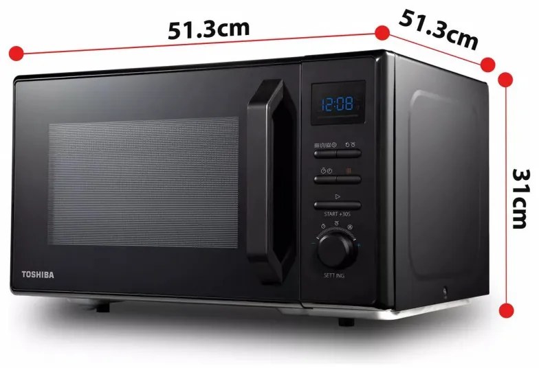 Микровълнова фурна 4в1 Toshiba MW2-AC25TBK, 25 л, 950W, Grill 1100W, Конвекция 2100W, Керамично покритие, Черен