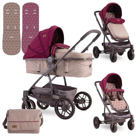Детска комбинирана количка S-500 LORELLI - Beige&Red Dots