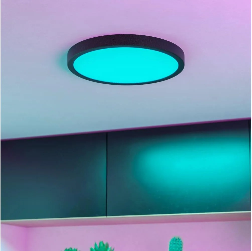 Eglo 901373 -LED RGBW С възможност за димиране, таванно осветително тяло с опушено стъкло FUEVA-Z LED/14,3W/230V 27,8cm IP44 черно