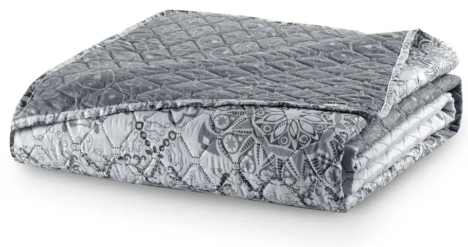 Бяла и сива двустранна покривка за легло от микрофибър , 220 x 240 cm Alhambra - DecoKing