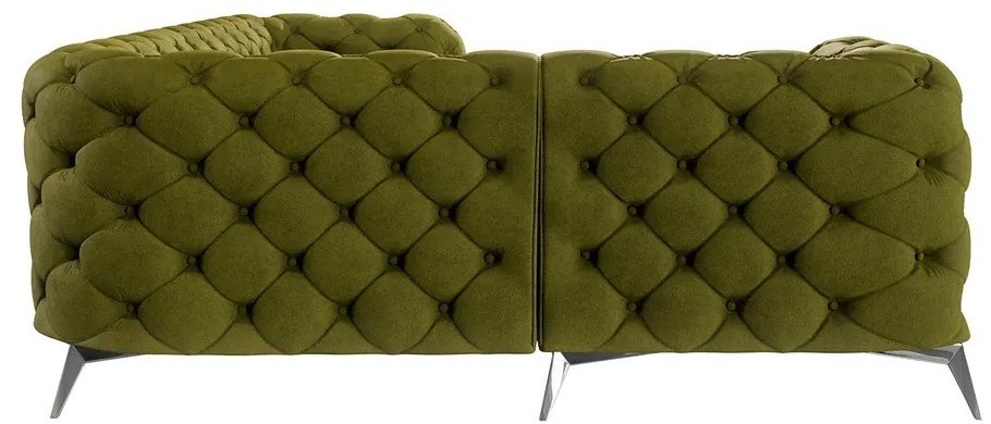 Зелен кадифен ъглов диван (ляв ъгъл/L форма) Chelsea – Ropez