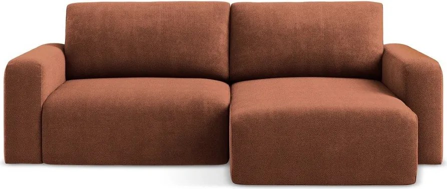 Теракотен шенилов сгъваем/с място за съхранение ъглов диван (десен ъгъл) Kona – Makamii