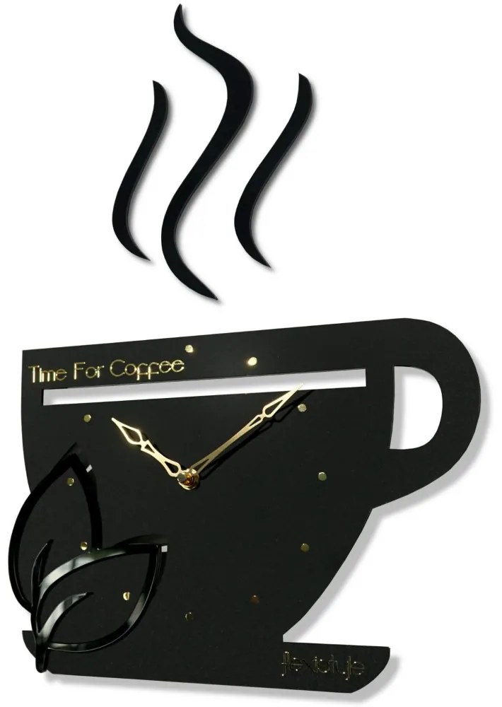 Дизайн на кухненски часовник TIME FOR COFFEE Черен