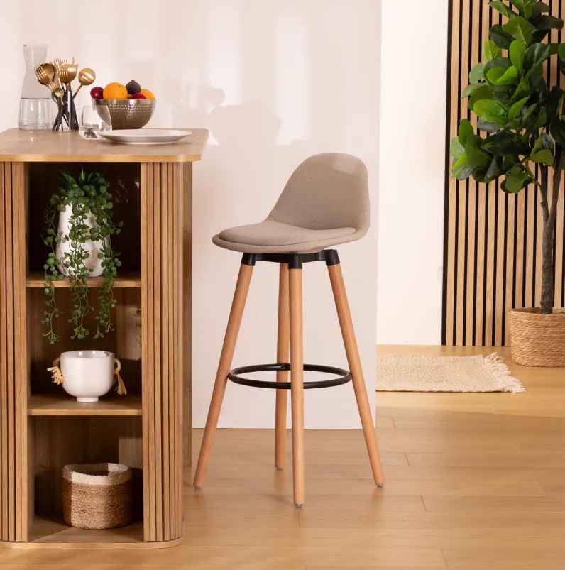 Бар стол atmosphera Maxon, Текстил - Бял
