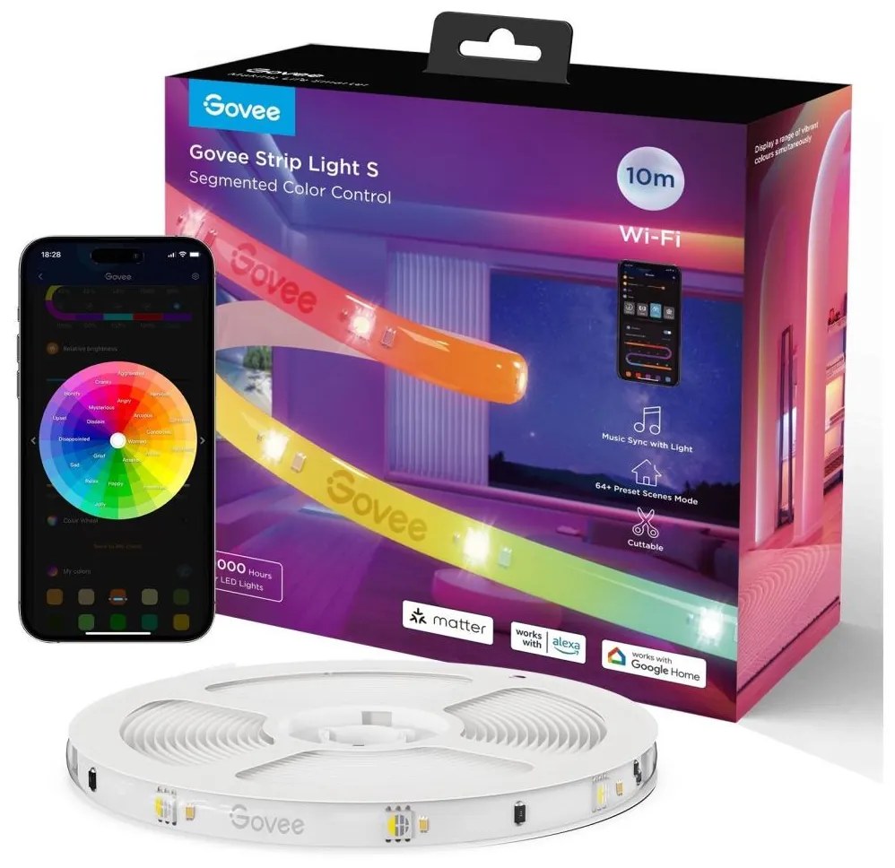 Govee - Wi-Fi RGBICW Smart PRO LED лента 10 м MATTER - изключително издръжлив