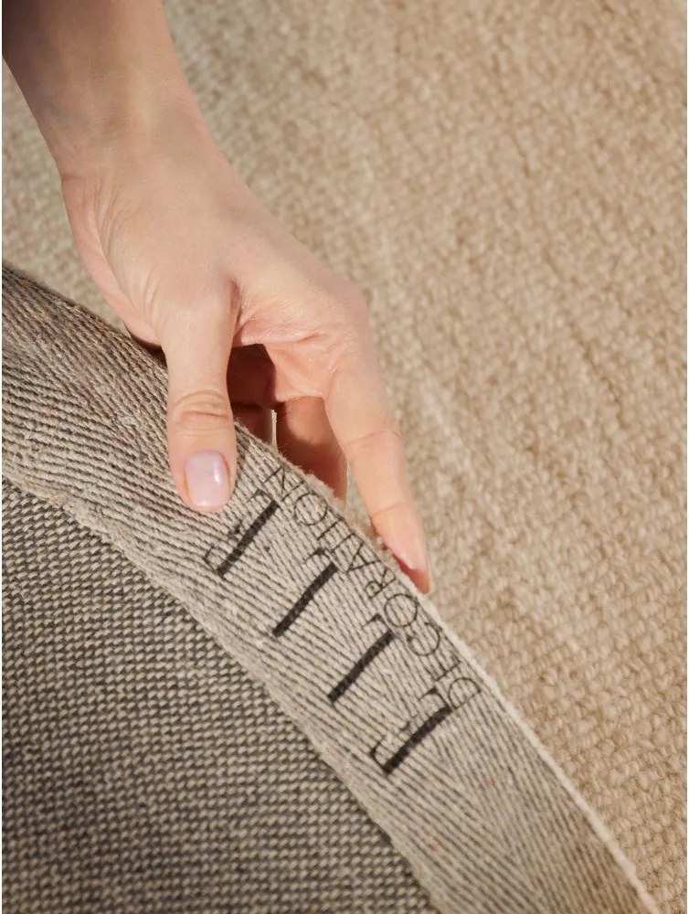 Ръчно изработен вълнен кръгъл килим в естествен цвят ø 200 cm Puristic Knots – Elle Decoration