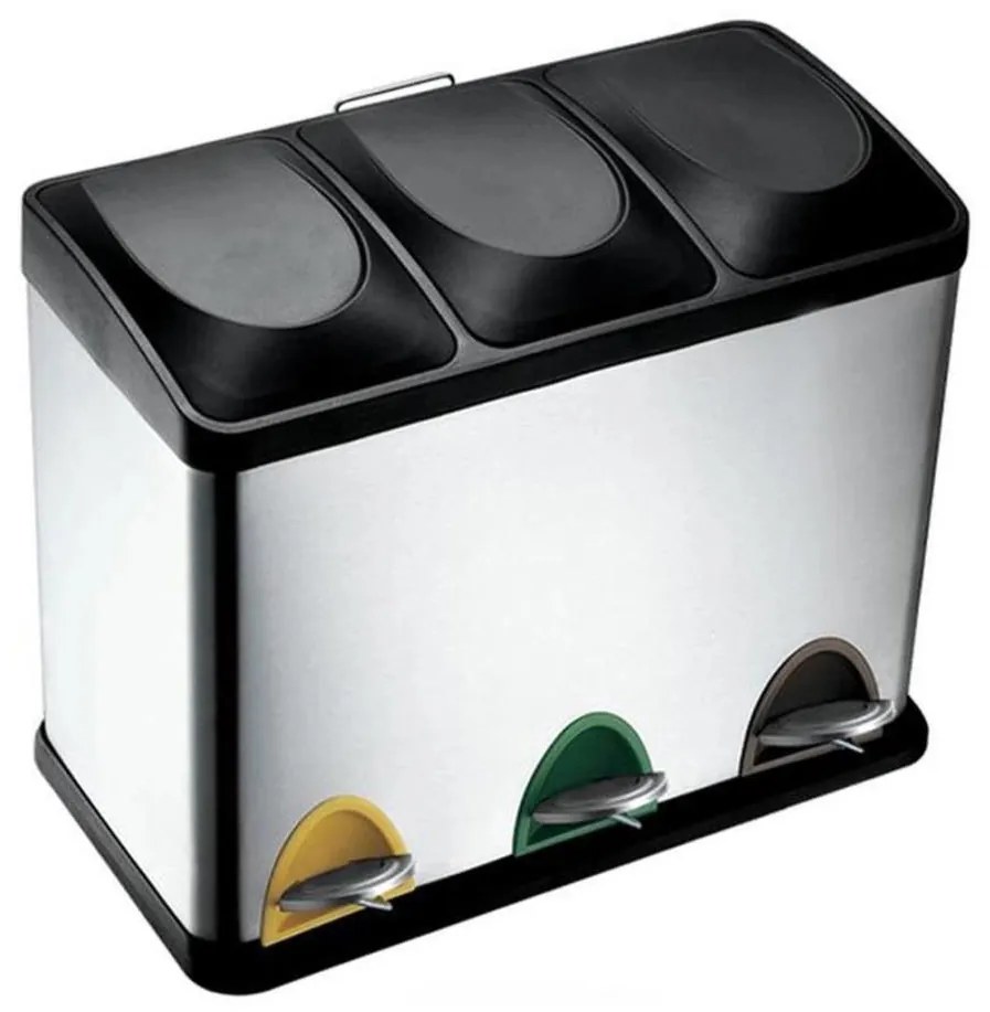 Кош за разделно събиране на отпадъци, 24 л, черен/неръждаема стомана