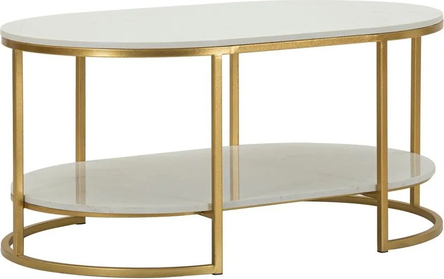 Бяла/златистa масичка за кафе с мраморна плоча 60x90 cm Izmir – Mauro Ferretti