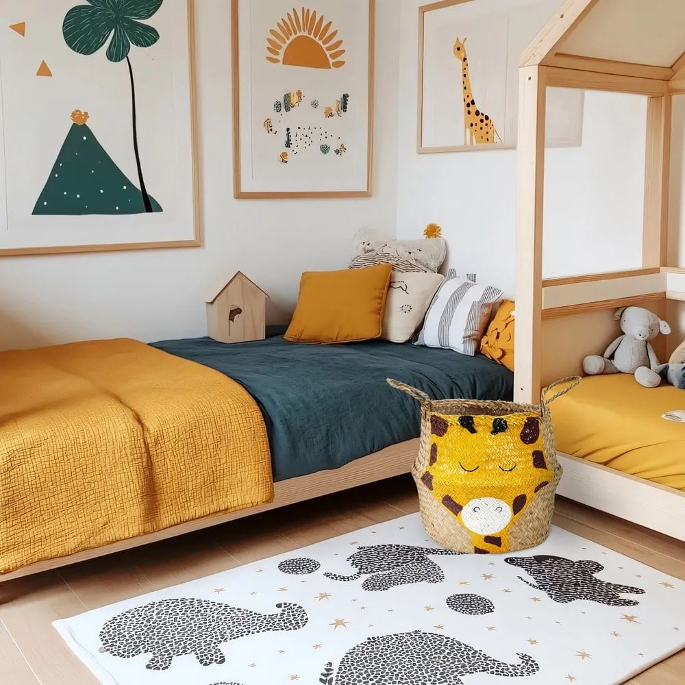 Жълта/естествена детска кошница за играчки от морска трева ø 30x28 cm Giraffe – Compactor