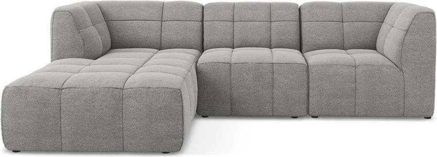 Сив ъглов диван от прежда с примки от букле (ляв ъгъл) Aloha – Makamii