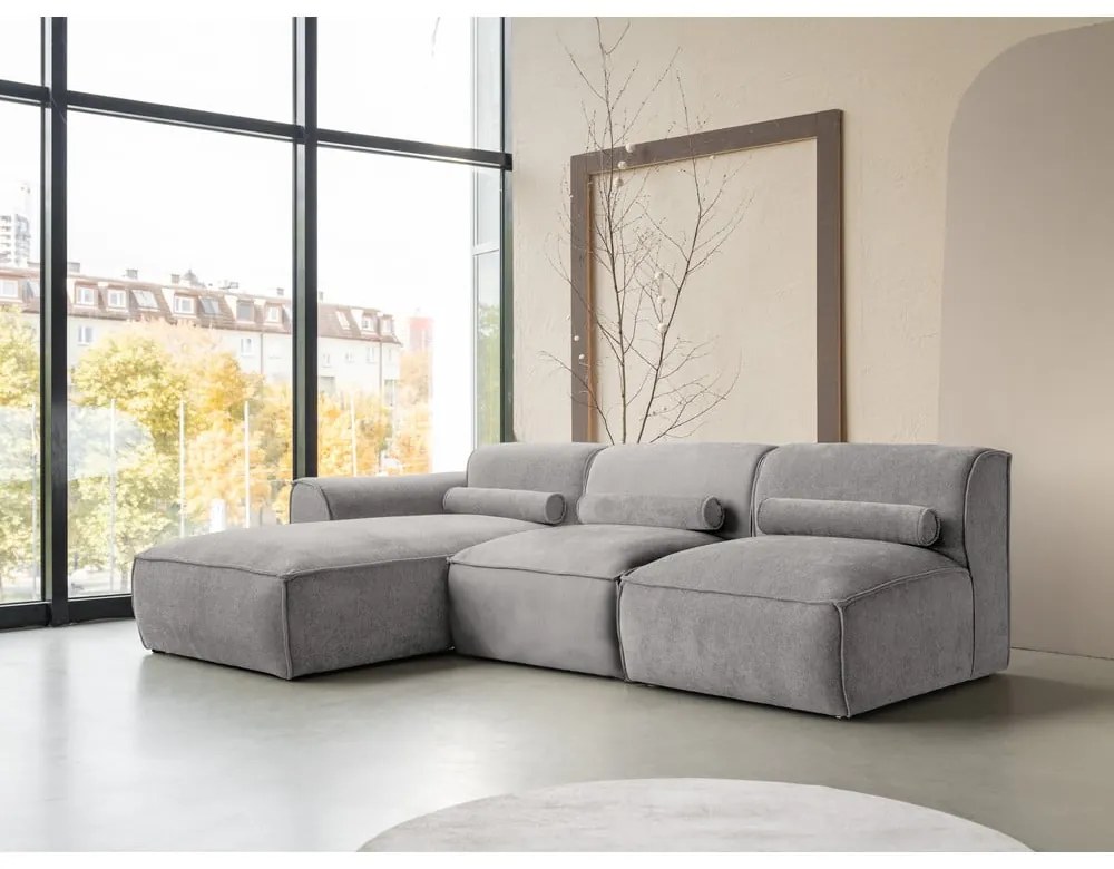 Светлосив ъглов диван (ляв ъгъл) Flex Felix – Miuform