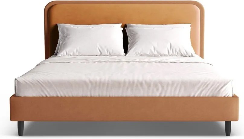 Оранжево тапицирано двойно легло с включена подматрачна рамка 160x200 cm Aveline – Micadoni