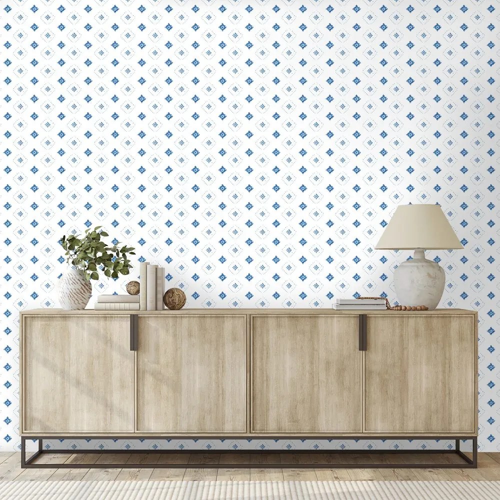 Тапет – Сини геометрични диаманти