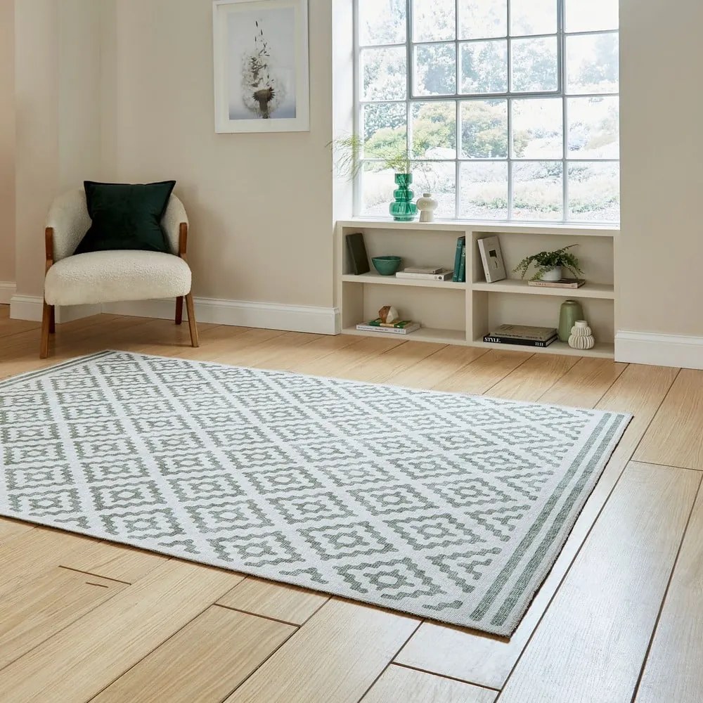 Зелен килим подходящ за пране 61x120 cm Coral Green – Think Rugs