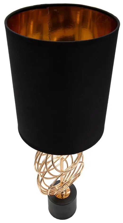 Настолна лампа с текстилен абажур в черно и златисто (височина 58,5 cm) Circly - Mauro Ferretti