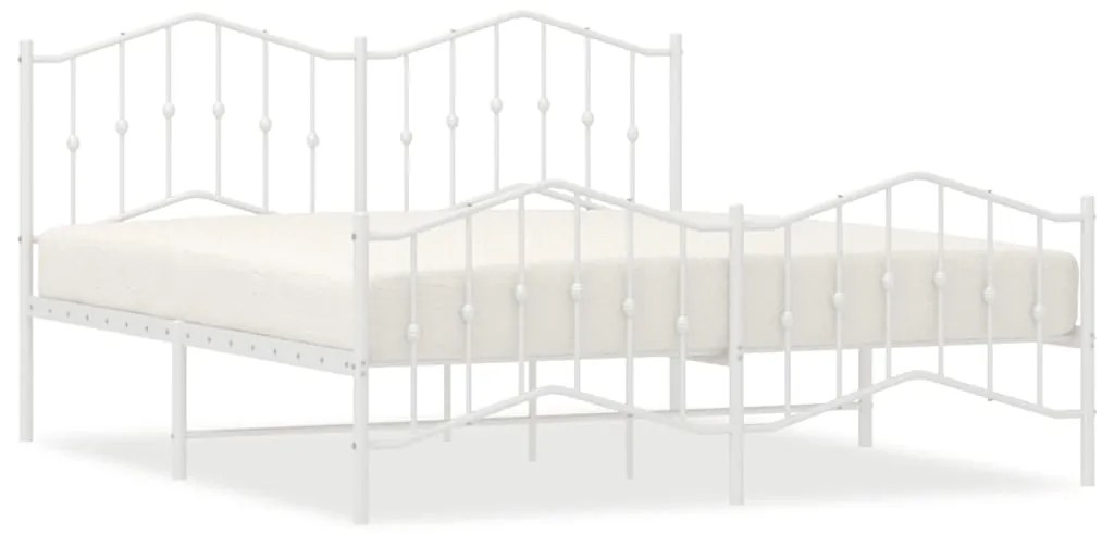 373861 vidaXL Метална рамка за легло с горна и долна табла, бяла, 183x213 см