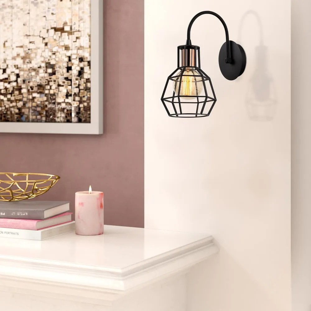 Стенна лампа в черен и брознов цвят ø 17 cm Kapadokya – Opviq lights