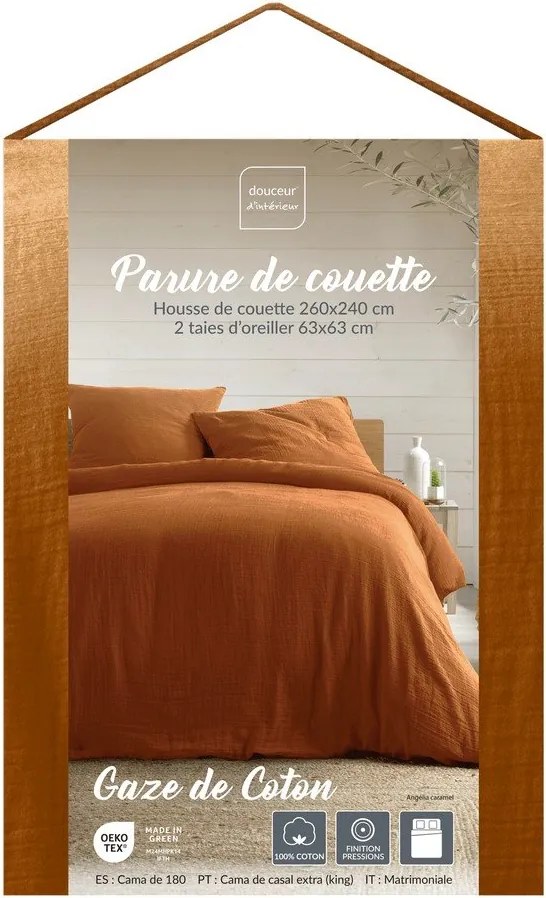 Теракотено двойно /удължено 3 части муселиново спално бельо 260x240 cm Angelia – douceur d'intérieur