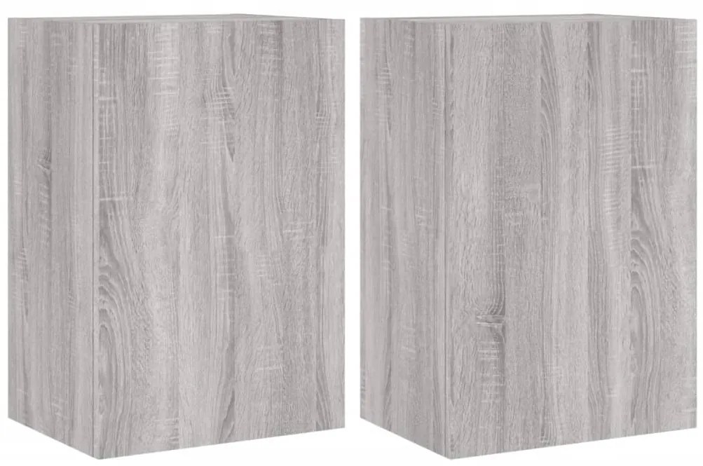836921 vidaXL Стенни ТВ шкафове 2 бр сив сонома 40,5x30x60 см инженерно дърво