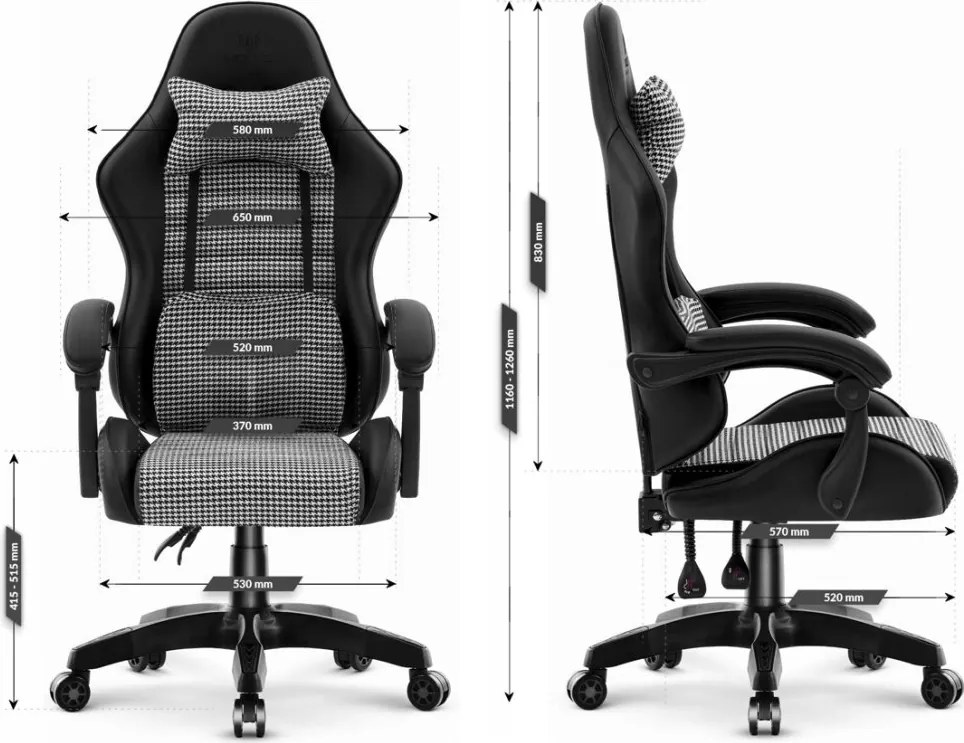 Ергономичен офис стол HC-1003 с лумбална опора в черно и бяло