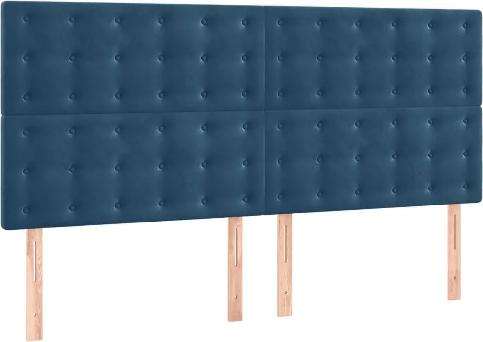 3116824 vidaXL Табла за легло, тъмносиня, 160x5x118/128 см, кадифе