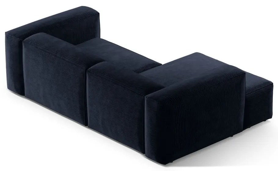 Тъмносин ъглов диван от рипсено кадифе (ляв ъгъл) Bergamo – Cosmopolitan Design