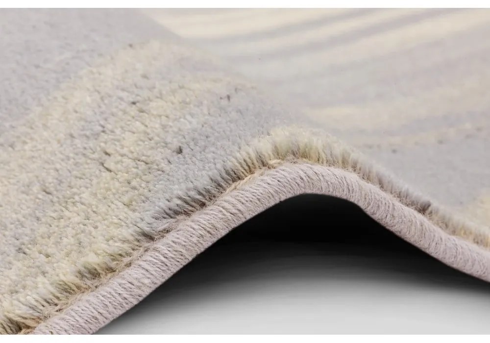 Вълнен килим в кремаво-сиво 133x180 cm Plants - Agnella