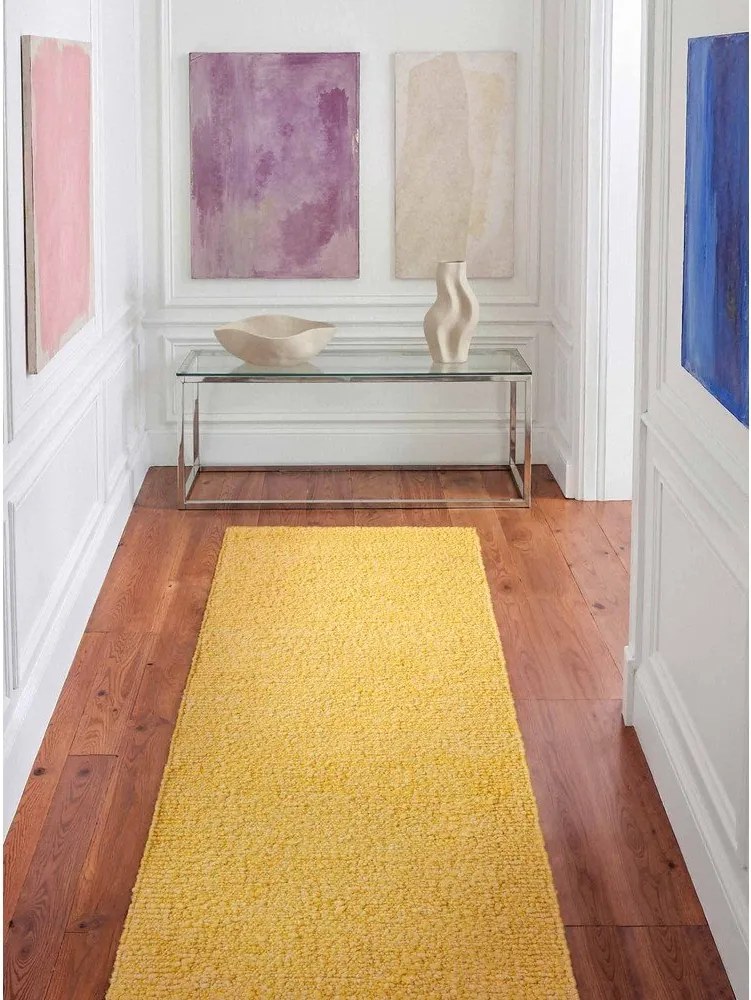 Жълта ръчно изработена пътека от букле 80x200 cm Notting Hill Portobello – Ted Baker