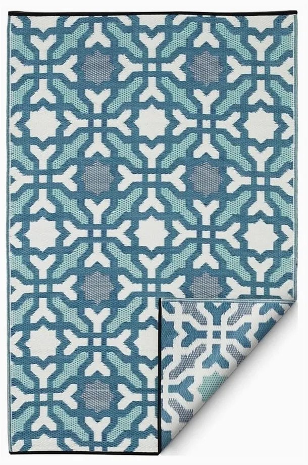 Синьо-сив двустранен килим за открито, изработен от рециклирана пластмаса , 150 x 240 cm Seville - Fab Hab