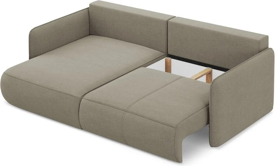 Бежов разтегателен ъглов диван с място за съхранение (ляв ъгъл) Nanea – Makamii