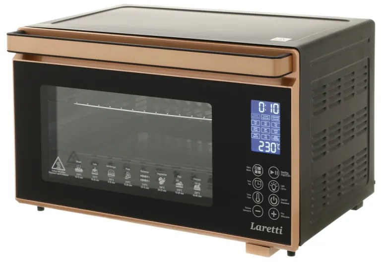 Мини фурна Laretti LR-EC3908, 2000 W, 45 л, 230C, Грил, Конвекция, LCD дисплей, Бронзов