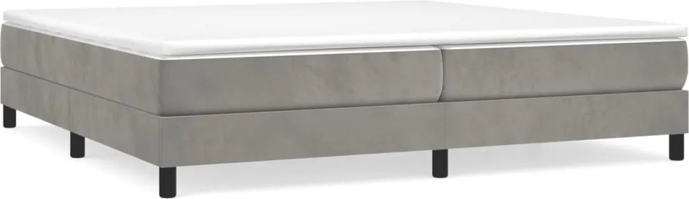 3120790 vidaXL Рамка за легло с пружини, светлосива, 200x200 см, кадифе