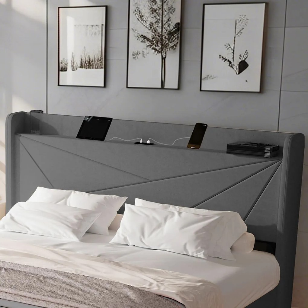 Тапицирано легло Ambrey-Сиво