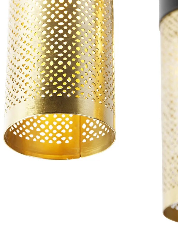 Индустриален плафон черен със злато кръгъл 3-светлина - Raspi