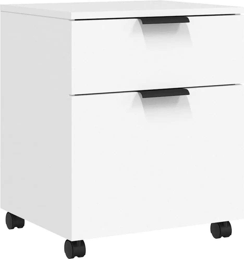 811520 vidaXL Мобилен архивен шкаф с колелца бял 45x38x54 см инженерно дърво