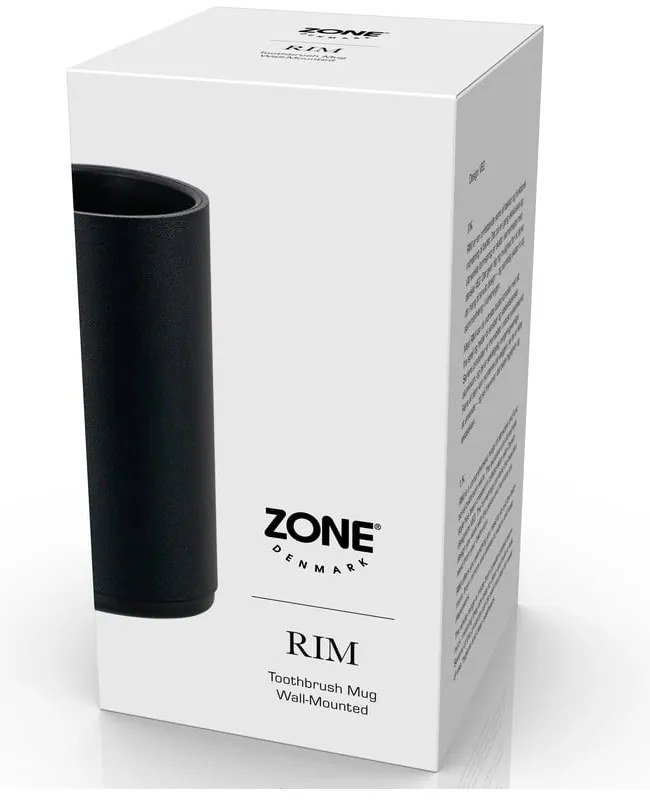Черна метална стенна чаша за четки за зъби Rim - Zone