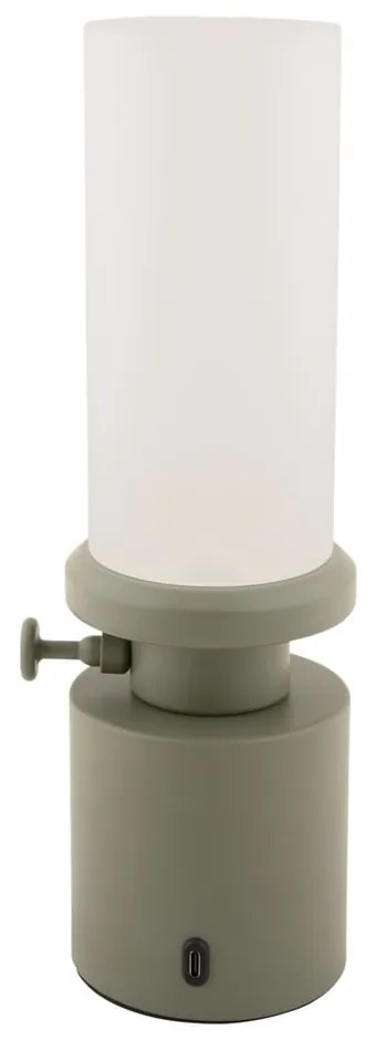 LED затъмняваща се настолна лампа с метален и стъклен абажур в цвят каки (височина 29,5 cm) Camp – Leitmotiv