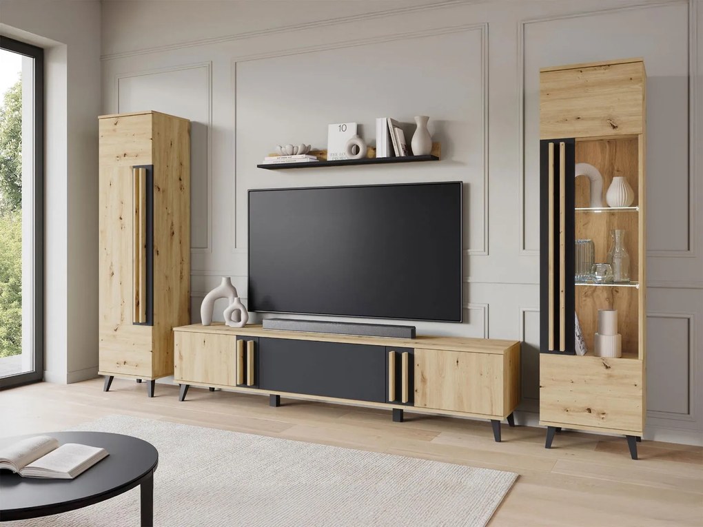 Секция за хол Helsinki II-Дърво-Черен